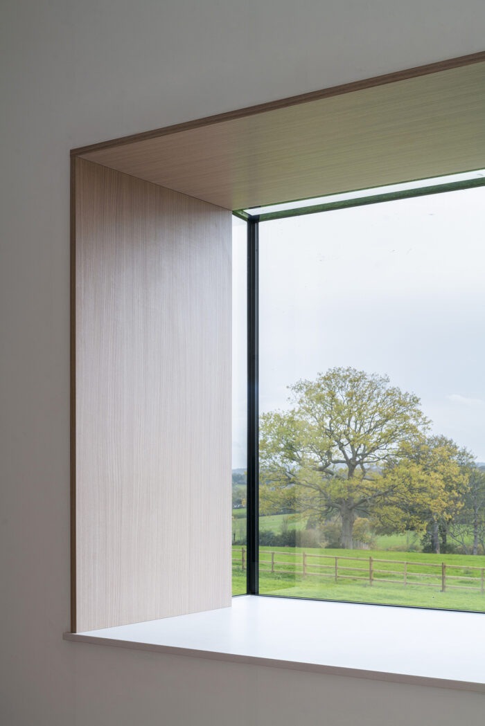 View through a window at Hartdene barns