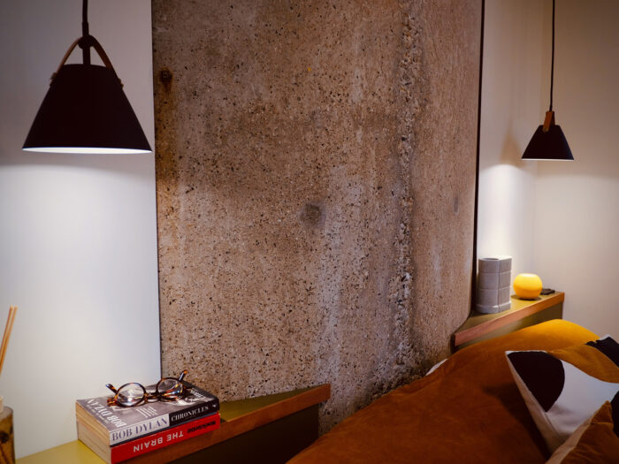 Detail of the decor in a bedroom at the tower