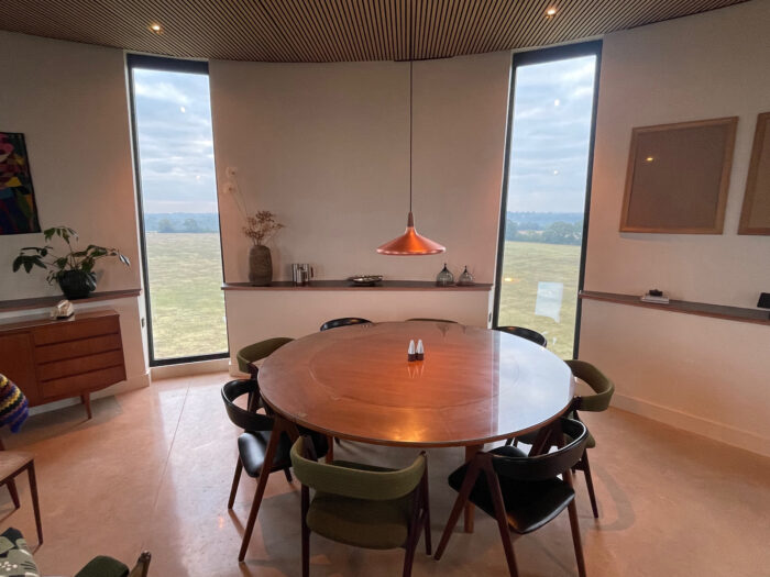 Dining table in the living room at the tower