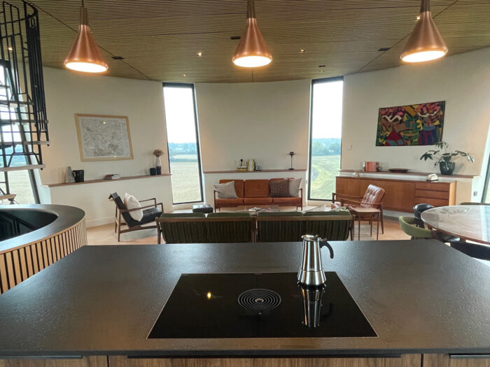 The round living room at Tonwell Tower