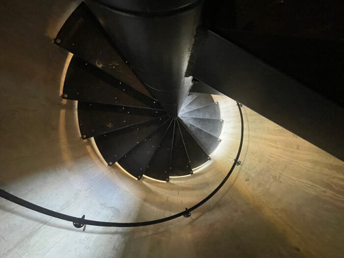Spiral staircase from below 