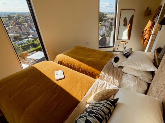 One of the bedrooms at the tower