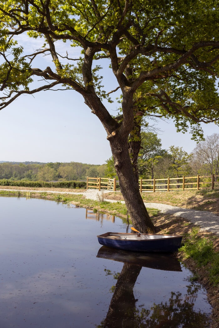 pond with boat on it